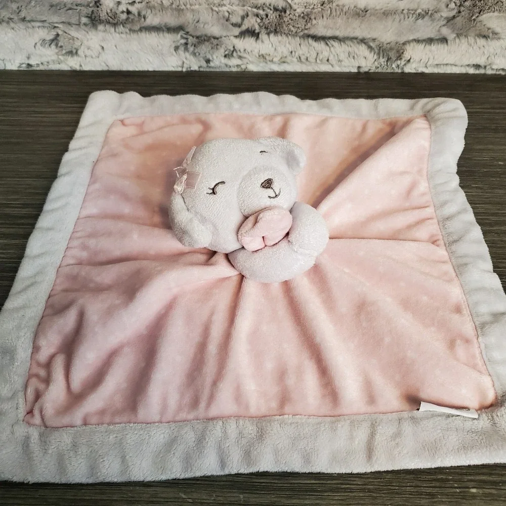 Carter's Gray Dog Hugging Pink Lovey Thick Fleece Baby Security Blanket 13